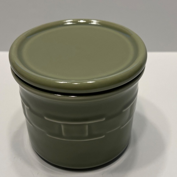 Longaberger Pint Pottery Sage Green Woven Traditions Salt Crock with Lid… - Picture 2 of 6